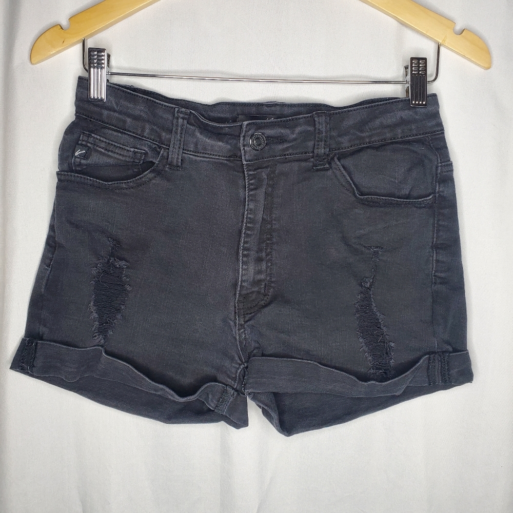 ◇◇ KanCan Black Distressed Folded Hem Shorts Black Size 9/28